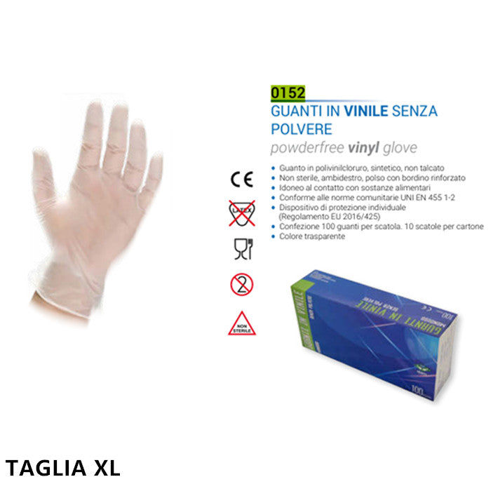 GUANTI VINILE S/POLV XL 100PZ