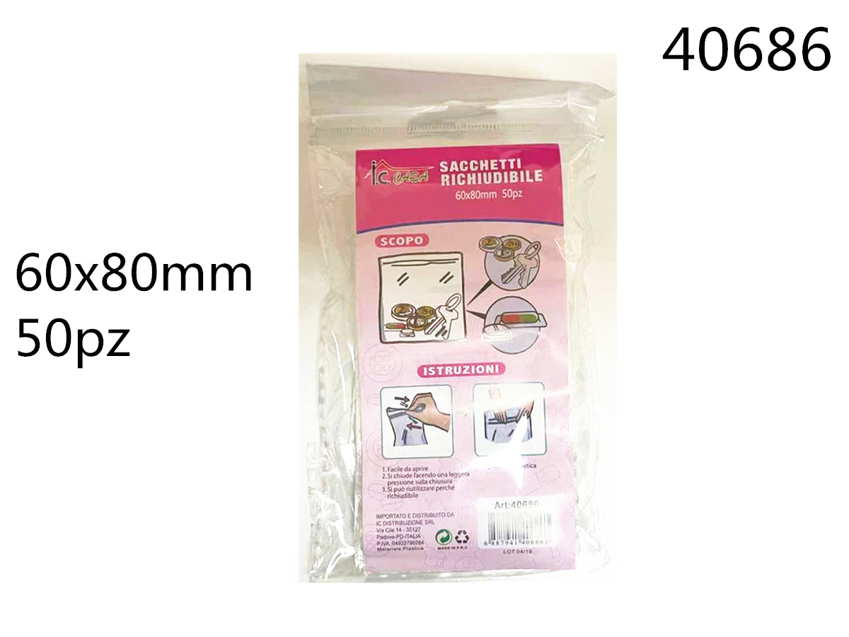 XFR40686 SACCHETTI RICHIUDIBILE 60X80MM 50pz