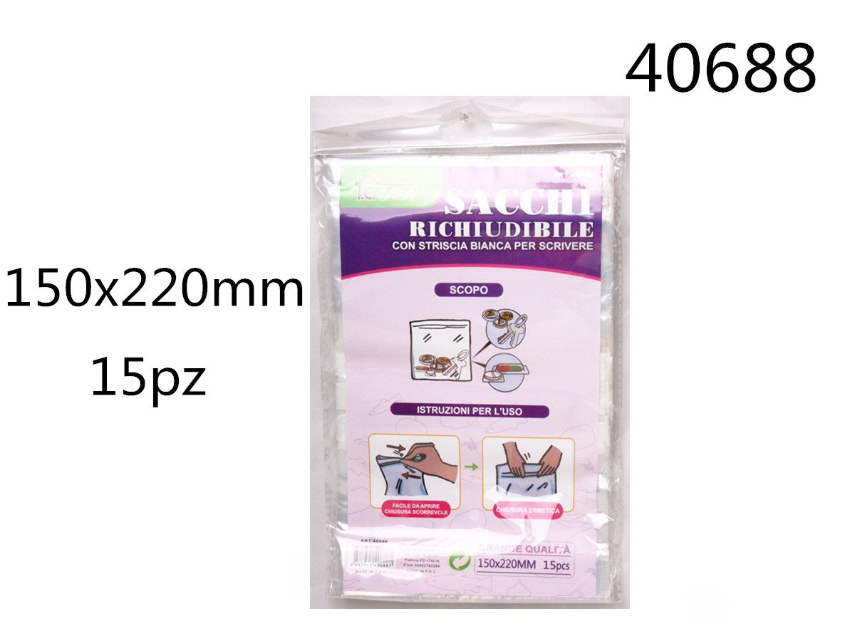XFR40688 SACCHETTI RICHIUDIBILE 150X220MM 15PZ
