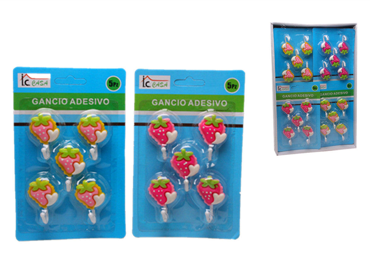XFR41053 GANCIO ADESIVO 5PZ FRAGOLA