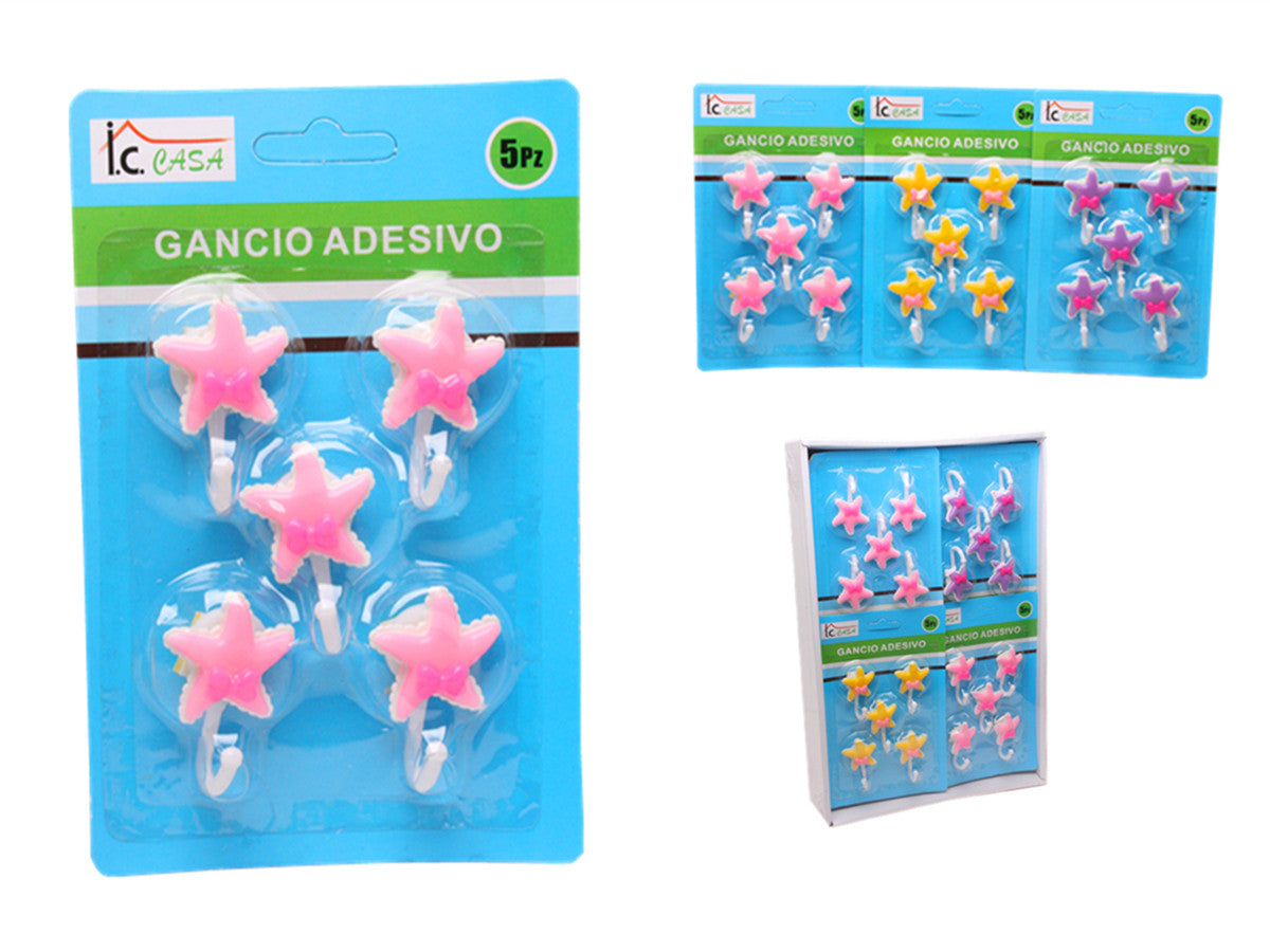 XFR41054 GANCIO ADESIVO 5PZ STELLA