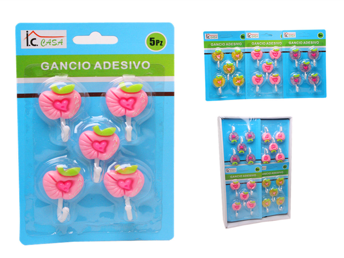 XFR41055 GANCIO ADESIVO 5PZ MELA