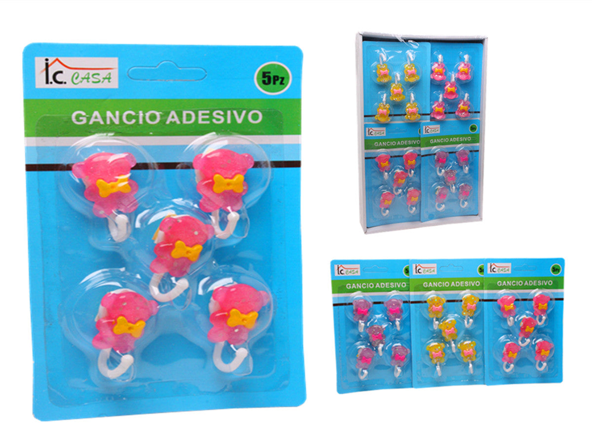 XFR41056 GANCIO ADESIVO 5PZ ORSO