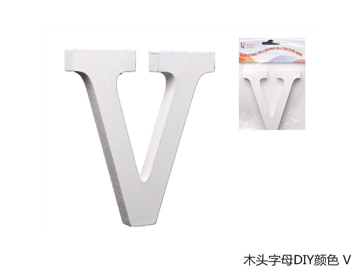 XFR42637 LETTERE IN LEGNO DA DECORARE "V"