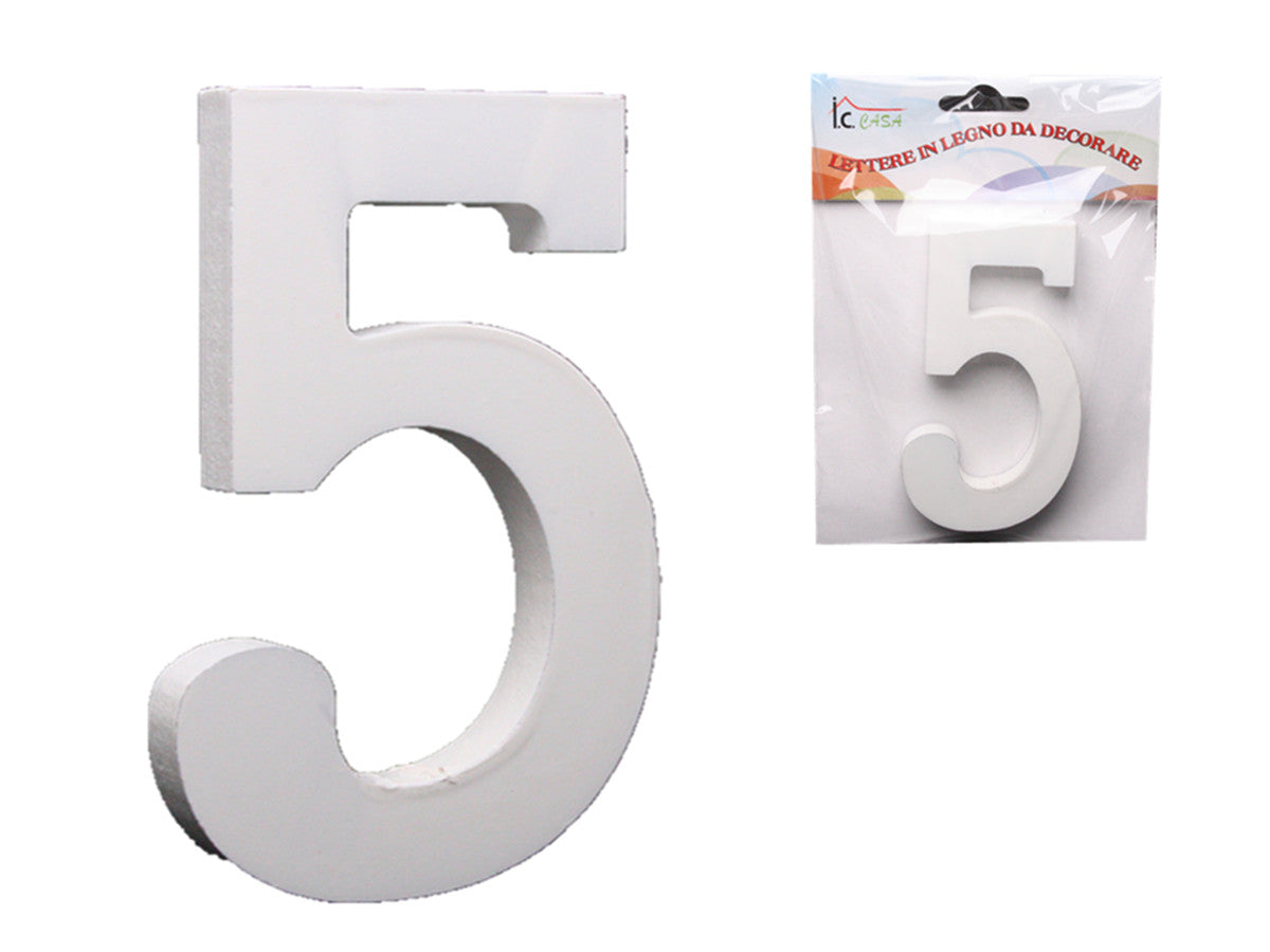 XFR42647 NUMERI IN LEGNO DA DECORARE "5"