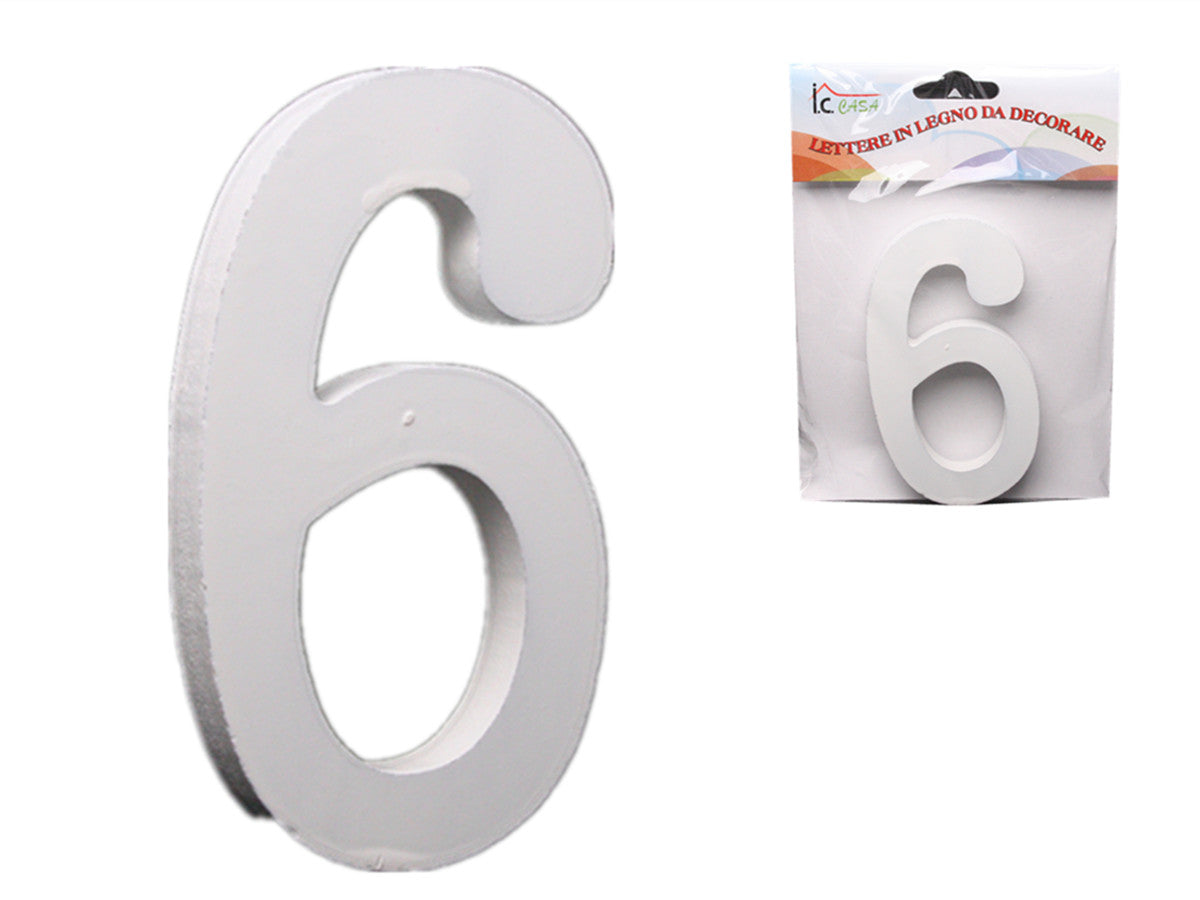 XFR42648 NUMERI IN LEGNO DA DECORARE "6"