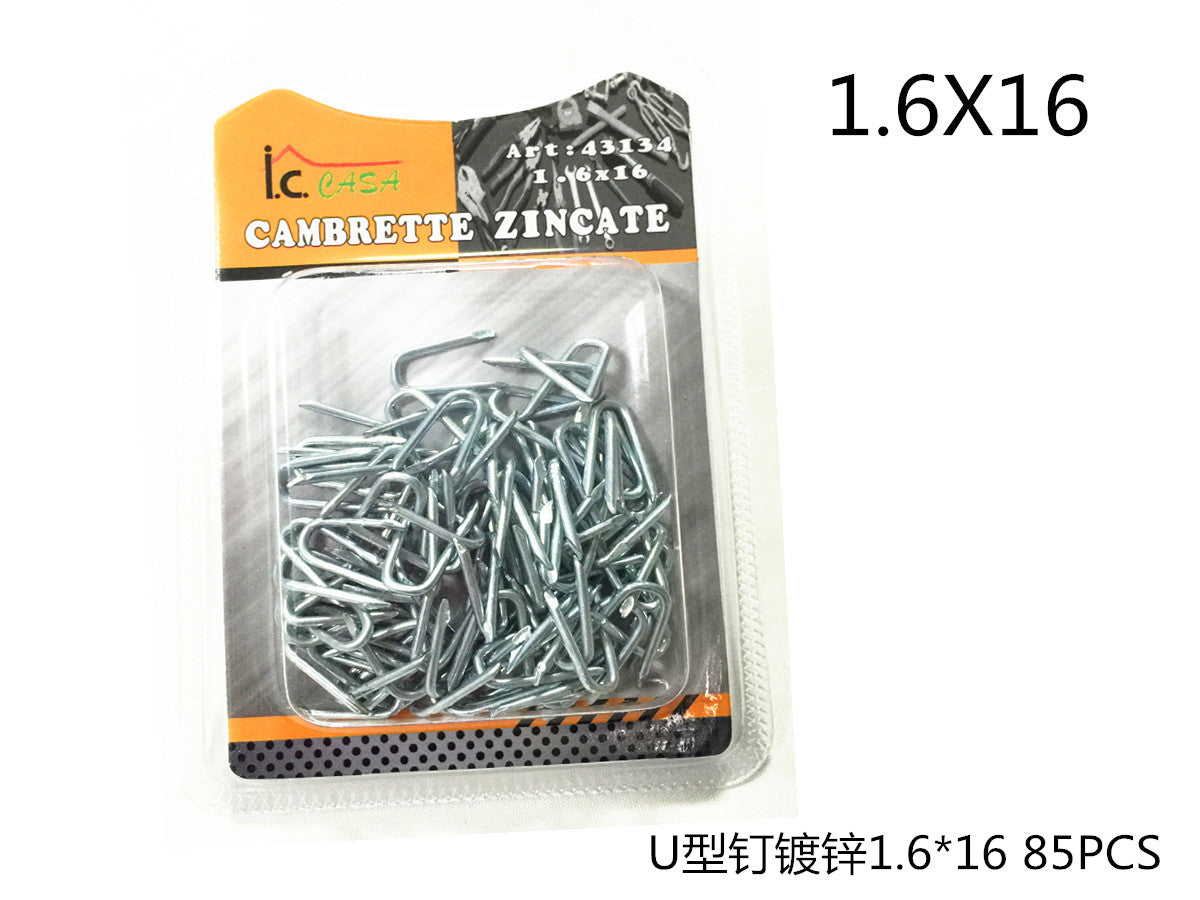 XFR43134 CHIODI A "U" IN ACCIAIO 1.6*16 85PZ