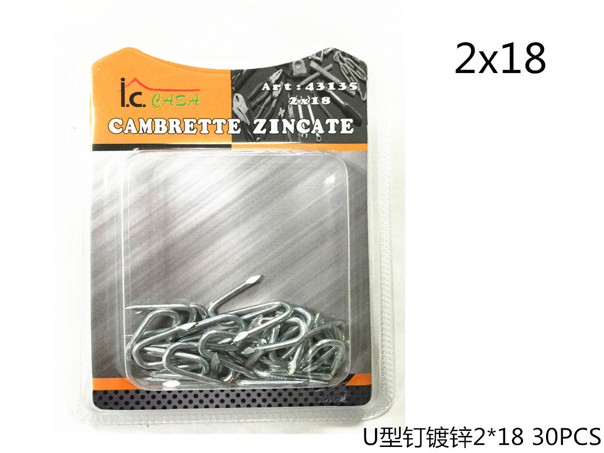 XFR43135 CHIODI A "U" IN ACCIAIO 2*18 30PZ
