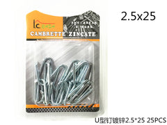 XFR43136 CHIODI A "U" IN ACCIAIO 2.5*25 25PZ