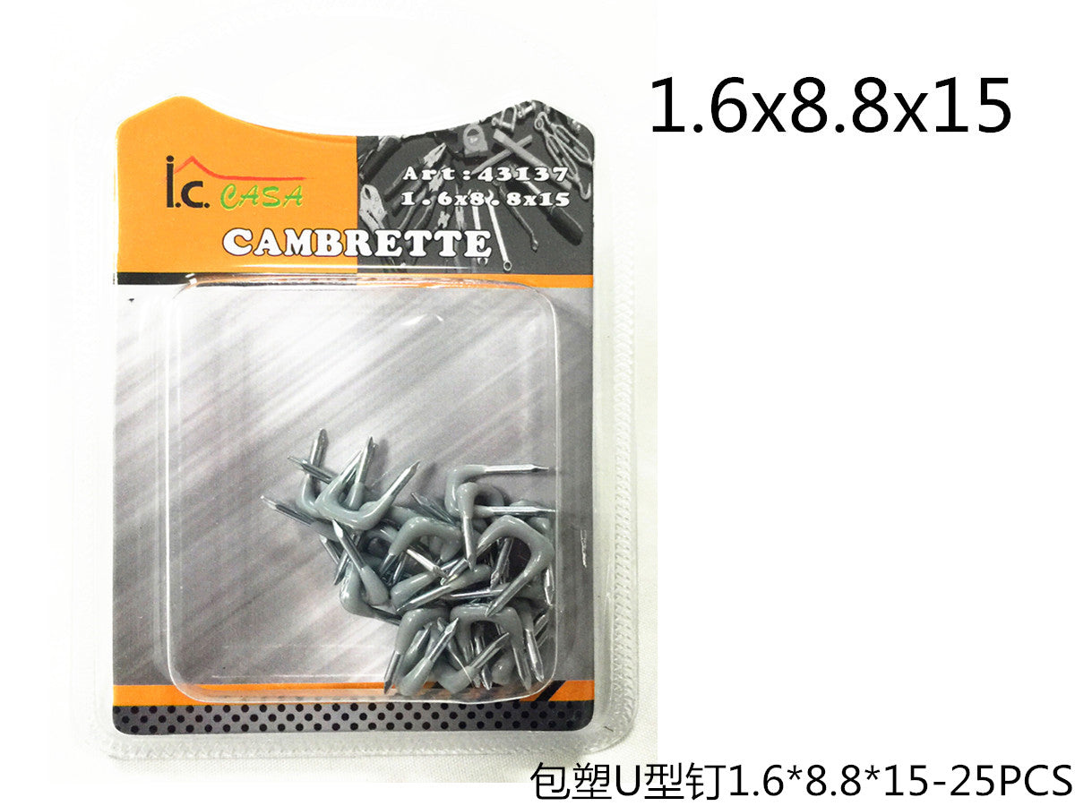 XFR43137 CHIODI A "U" IN ACCIAIO 1.6*8.8*15-25PZ