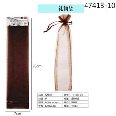 XFR47418 SACCHETTO ORGANZA 7X28CM 4PZ MARRONE