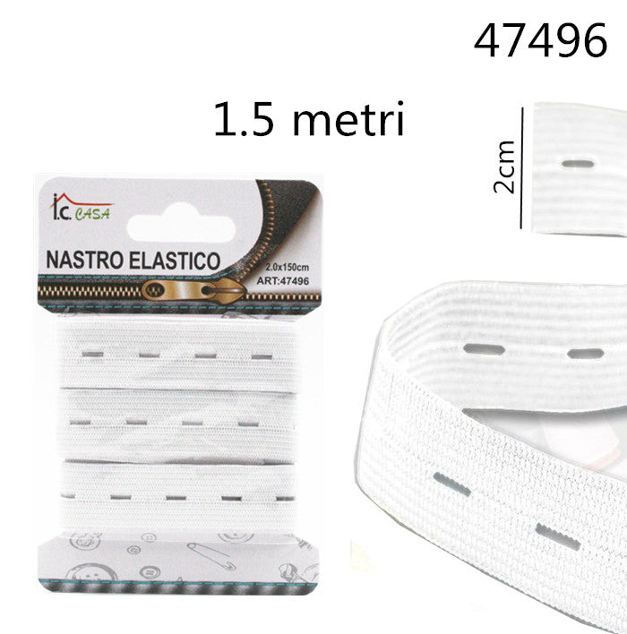 XFR47496 ELASTICO FORATO 2.0X150CM BIANCO