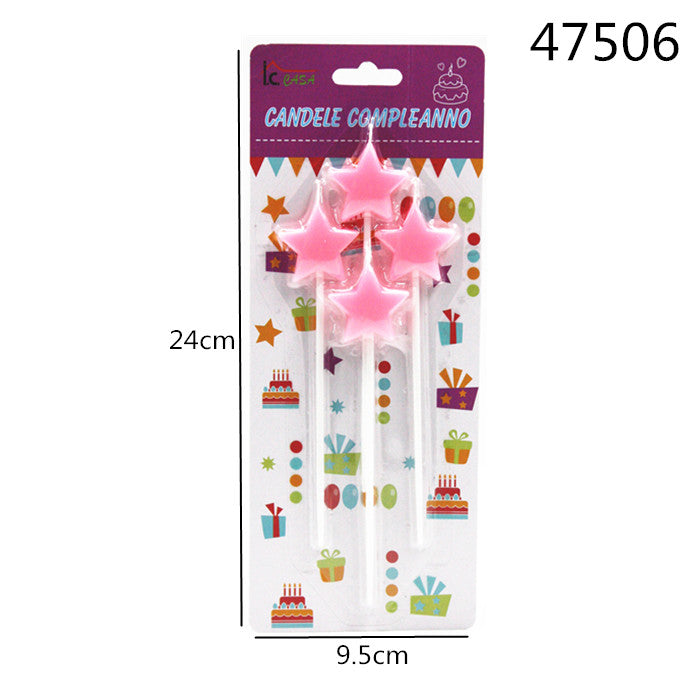 XFR47506 CANDELE COMPLEANNO STELLE ROSA 4PZ