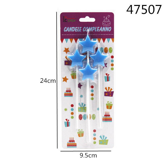 XFR47507 CANDELE COMPLEANNO STELLE AZZURRO 4PZ
