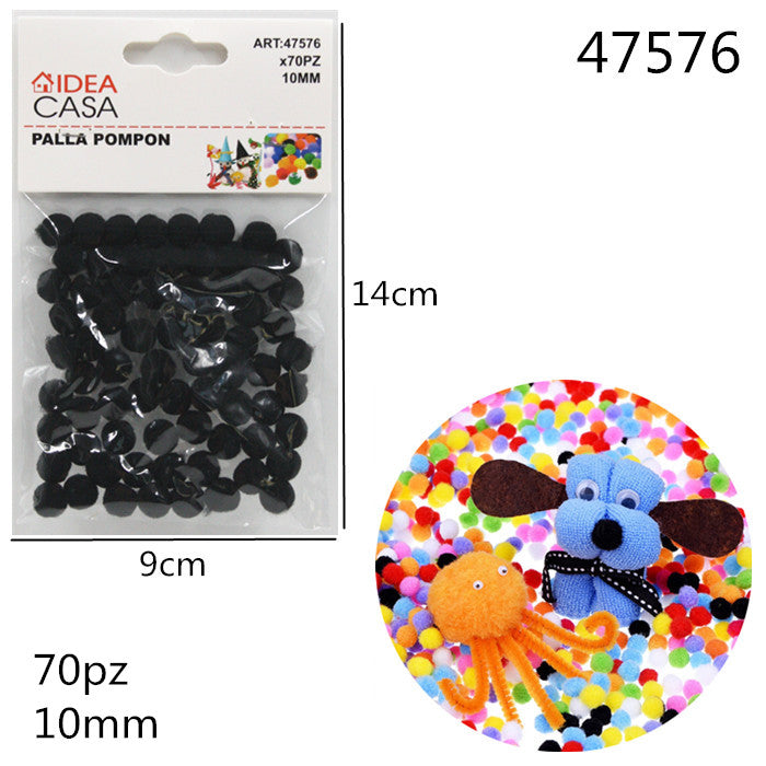 XFR47576 PALLA POMPON NERO 10MM 70PZ