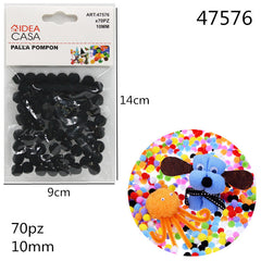XFR47576 PALLA POMPON NERO 10MM 70PZ