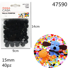 XFR47590 PALLA POMPON NERO 15MM 40PZ