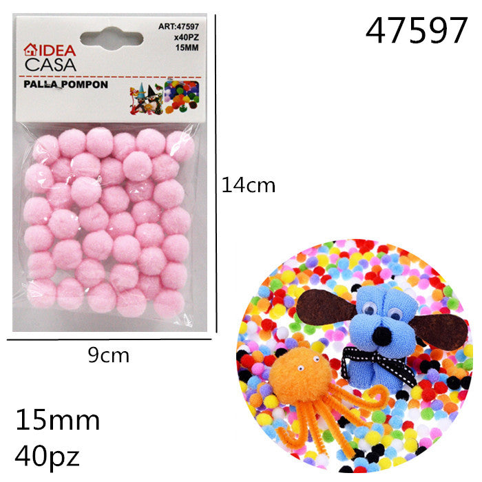 XFR47597 PALLA POMPON ROSA 15MM 40PZ