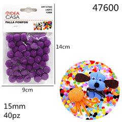 XFR47600 PALLA POMPON VIOLA 15MM 40PZ