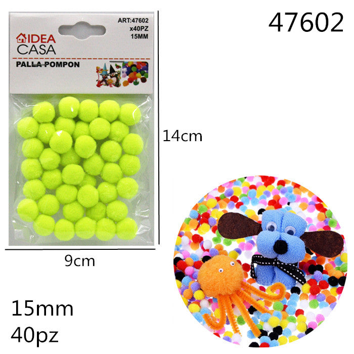 XFR47602 PALLA POMPON VERDE ACIDO 15MM 40PZ
