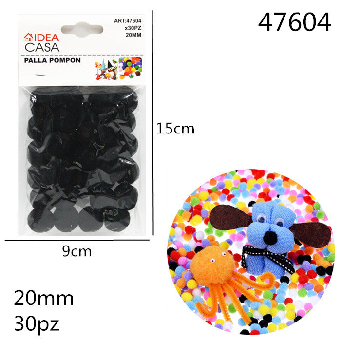 XFR47604 PALLA POMPON NERO 20MM 30PZ