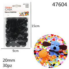 XFR47604 PALLA POMPON NERO 20MM 30PZ