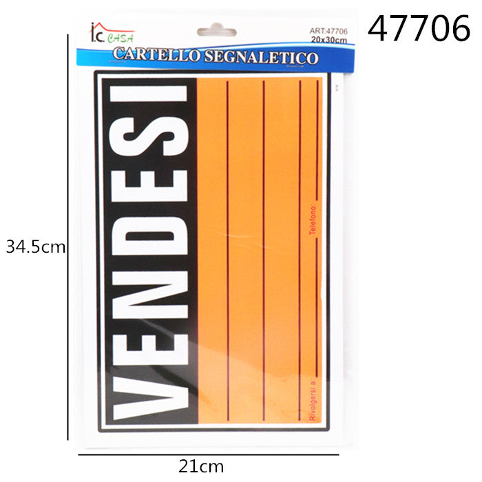 XFR47706 CARTELLO 20X30CM VENDESI