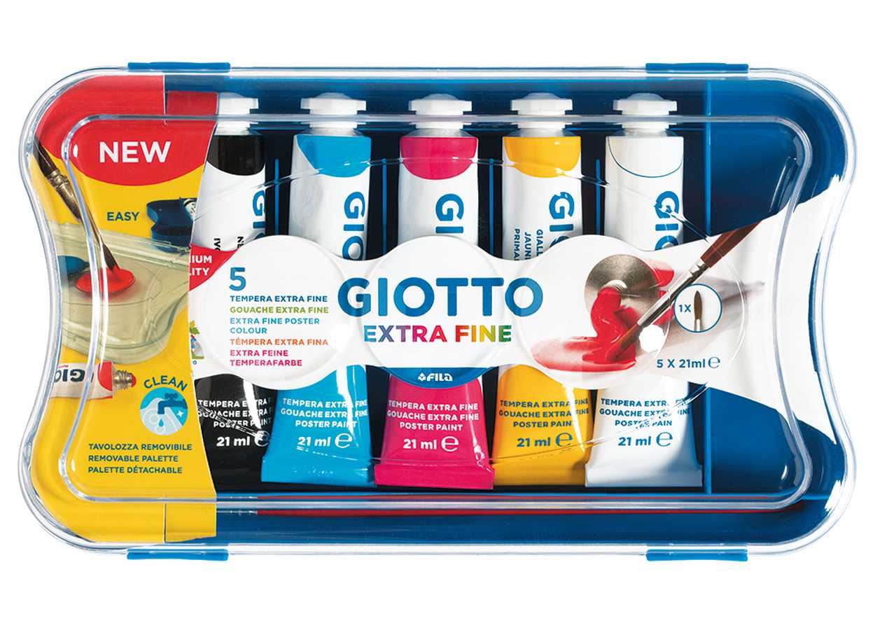 TEMPERA GIOTTO TUBO 7 ML. 21 SCATOLA 5 COLORI