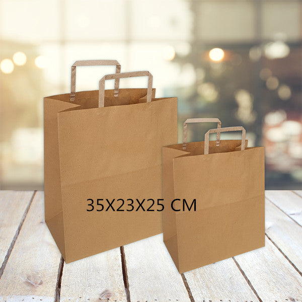 **SHOPPER CARTA AVANA F.TO 35X23X25 CM MANIGLIA PIATTINA 110GR 25PZ