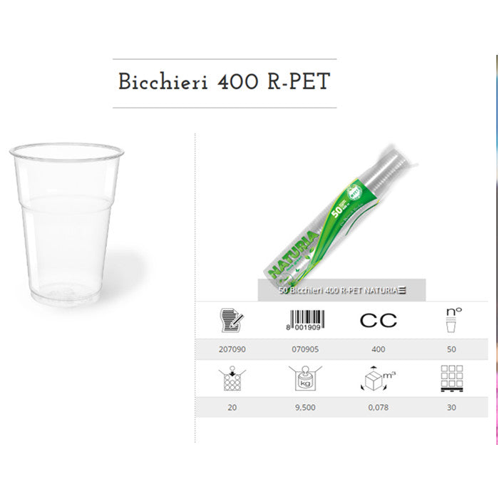 50 BICCH. 400CC TRA R-PET NATURIA 20/CT