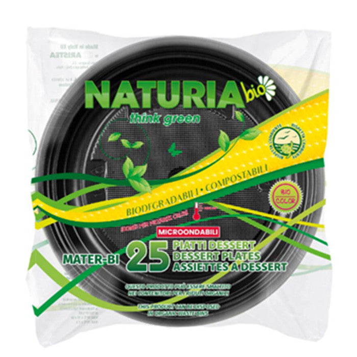 25 Piatti Dessert MTB Nero NAT-BIO 36 Cf