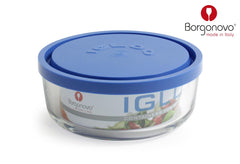 CONTENITORE IN VETRO C/COP BLU ROTONDO 15CM