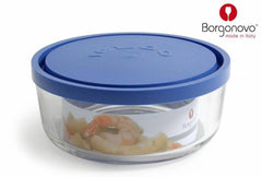 CONTENITORE IN VETRO C/COP BLU ROTONDO 18CM