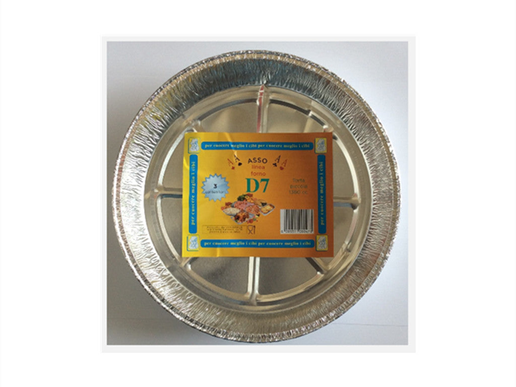 D7 CONTENITORI ALLUMINIO TORTA PICCOLA 1360CC. 3PZ