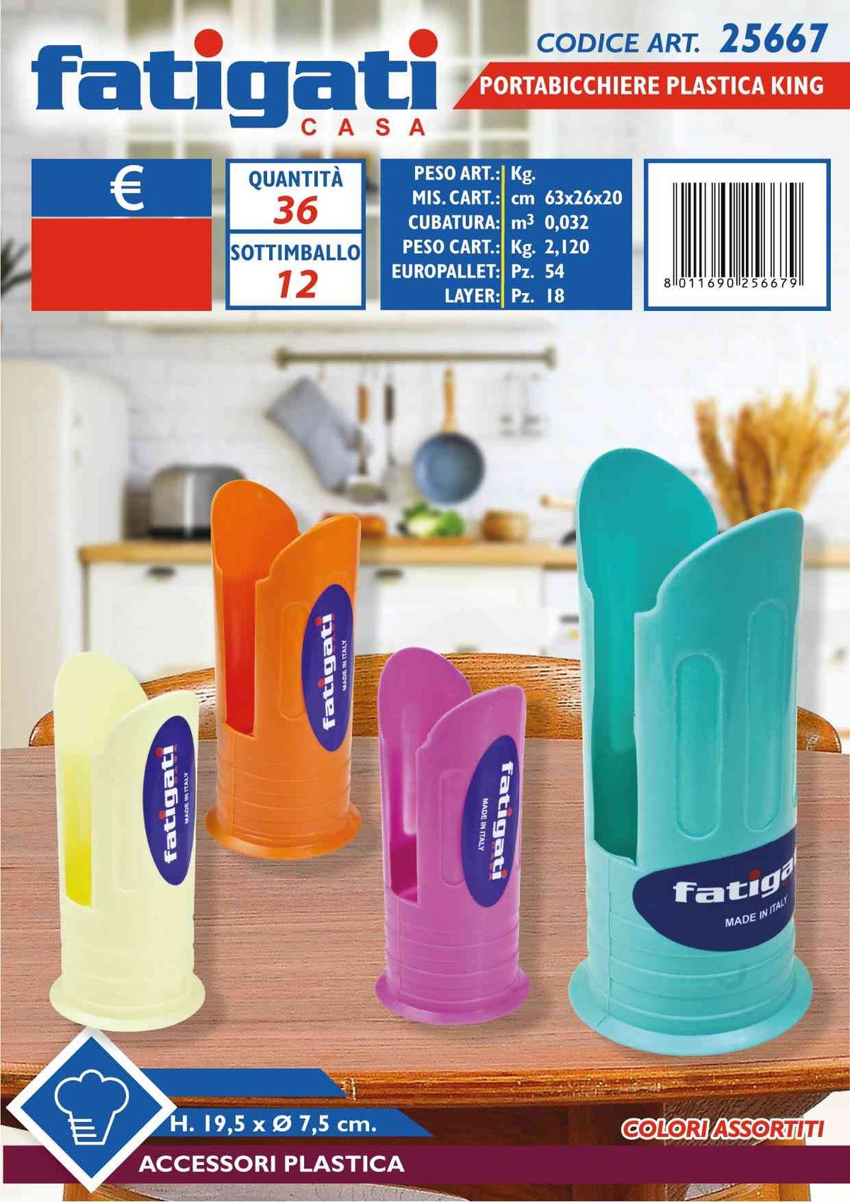 PORTABICCHIERE PLASTICA KING 19,5X