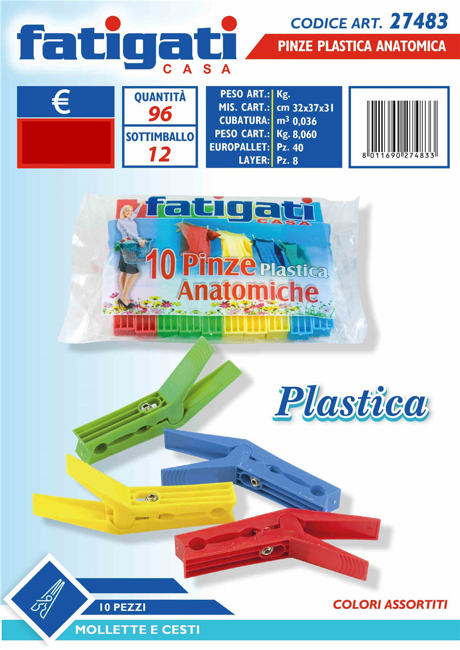 PINZA PLAST.ANATOMICA 10PZ