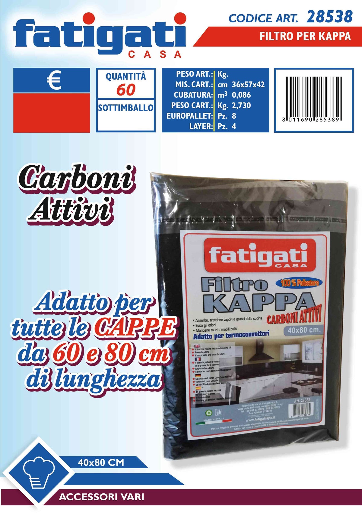 FILTRO X KAPPA 40X80 CARBONI