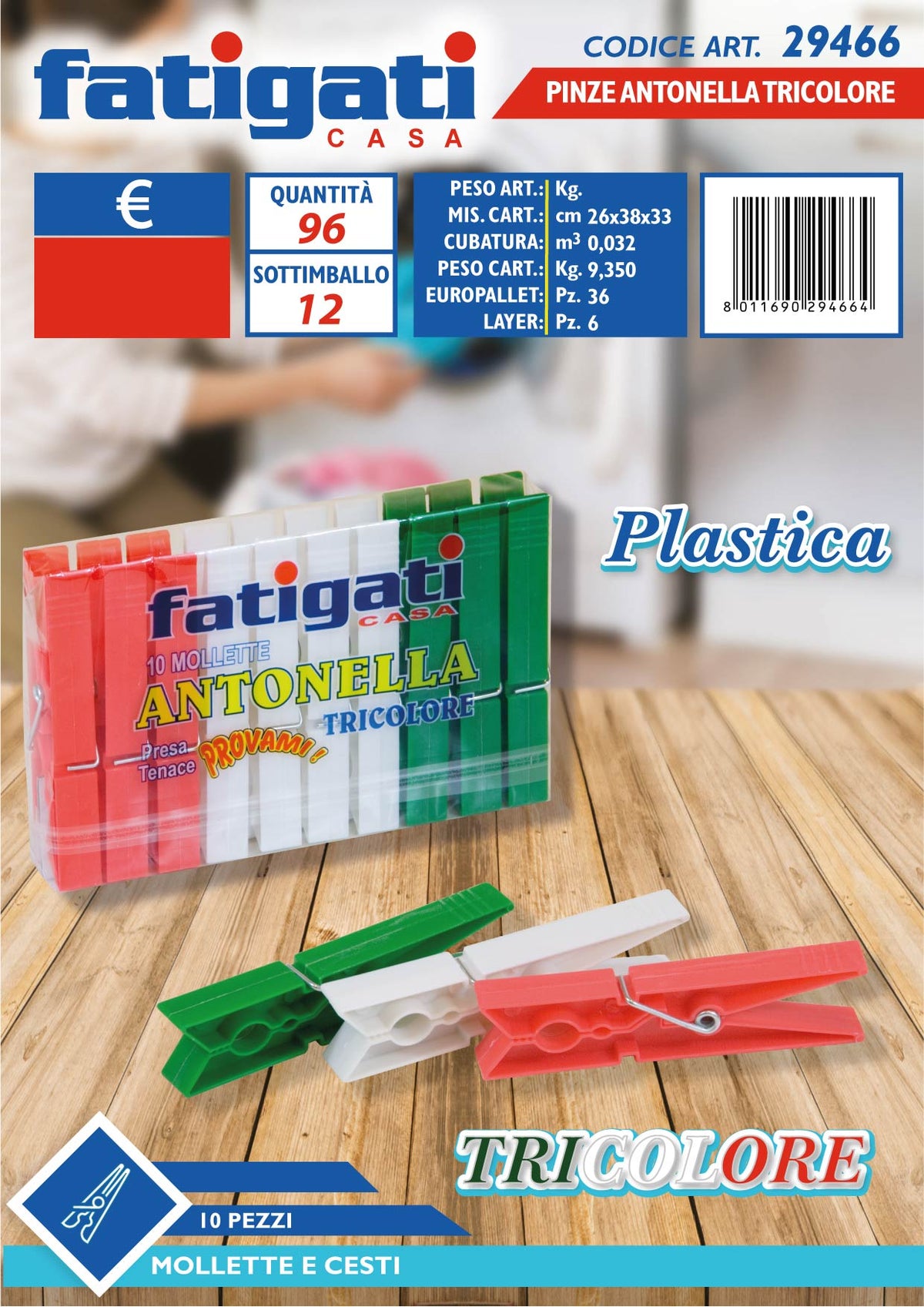 PINZE 10PZ ANTONELLA TRICOLORE