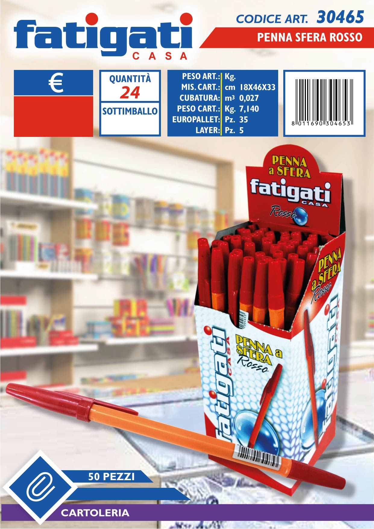 PENNA SFERA 50PZ ROSSO