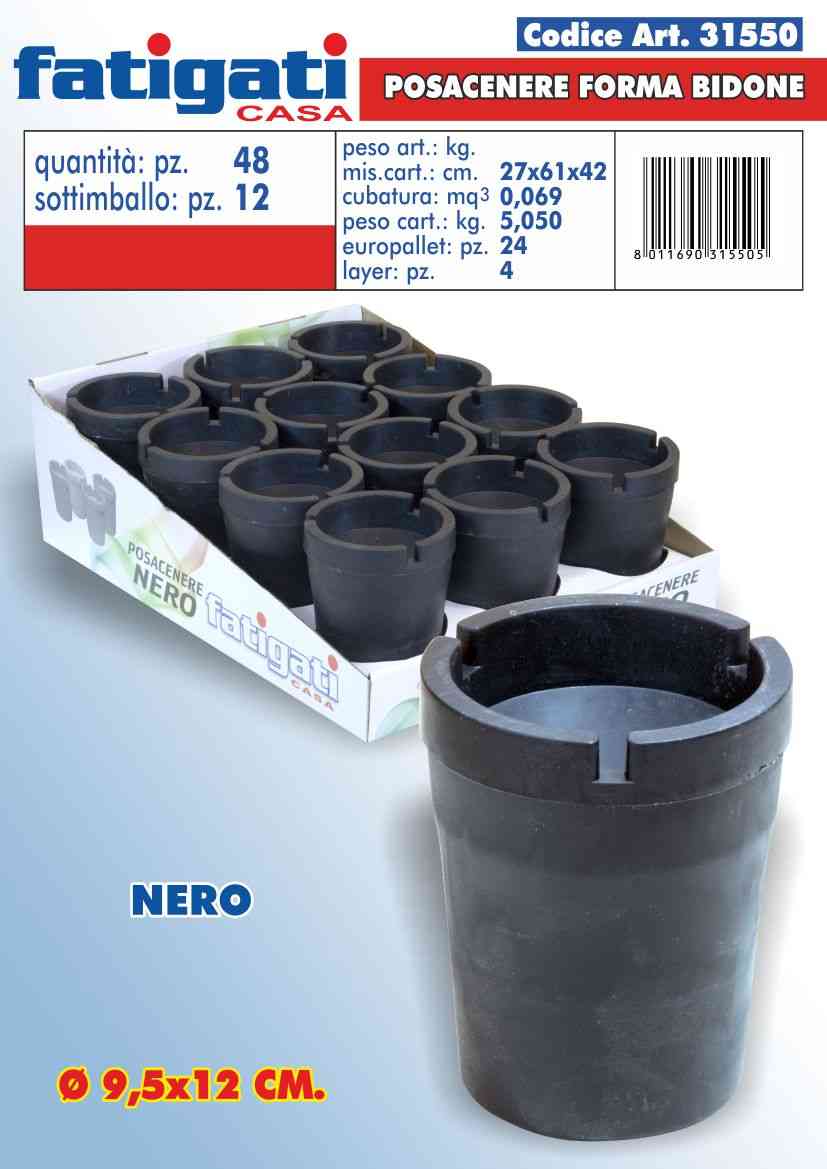 POSACENERE F/BIDONE NERO D.9,5X12CM