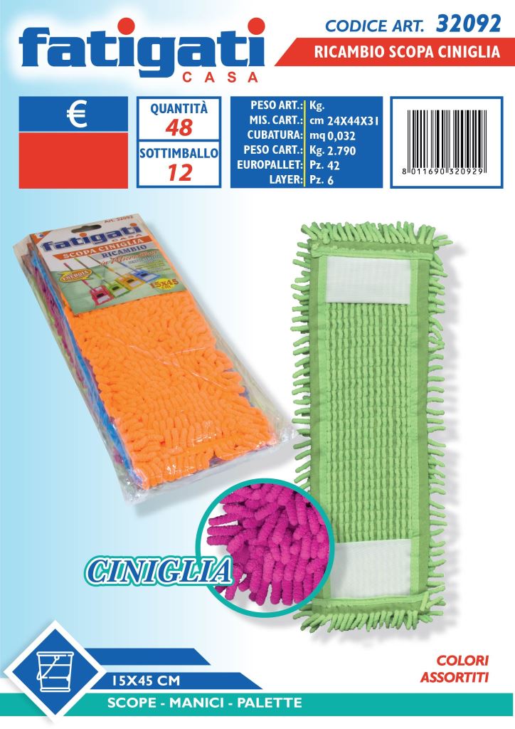 RICAMBIO SCOPA CINIGLIA 15X45CM.