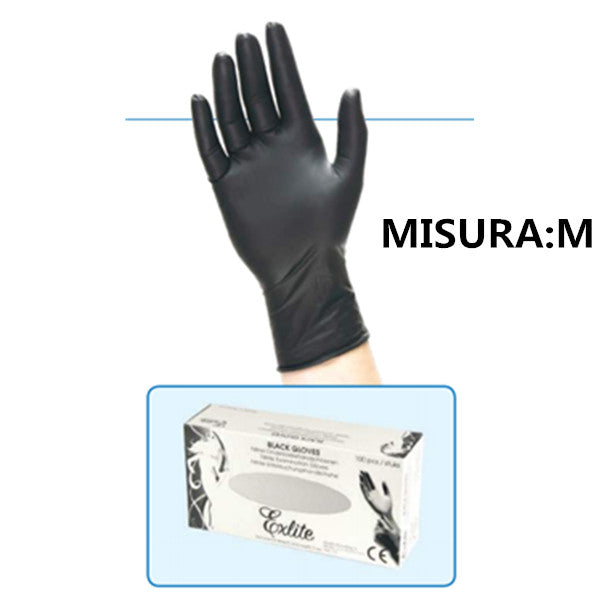 GUANTI IN NITRILE NERI  MISURA:M