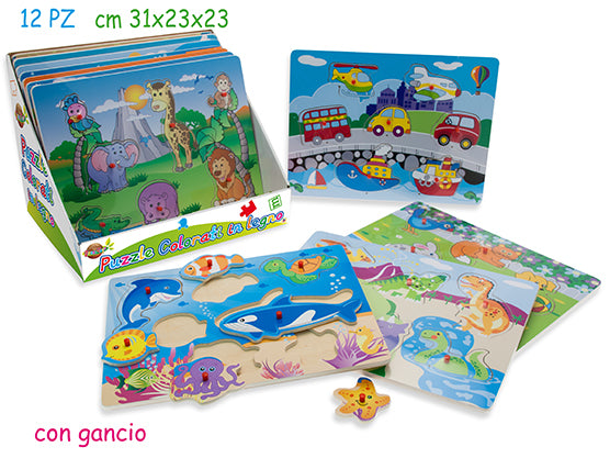 FATTO DI LEGNO - PUZZLE COLORATI FUNNY 12 ASST.