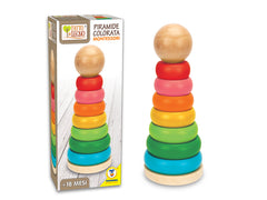 FATTO DI LEGNO - PIRAMIDE AD ANELLI COLORATA