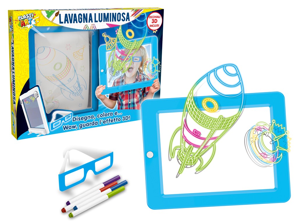 PLASTIART - LAVAGNA MAGICA LUMIN. C/ACCESS. 22CM