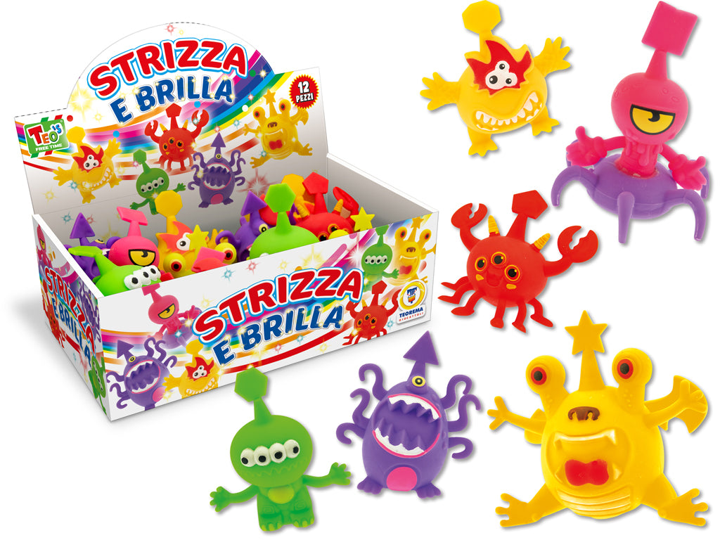 TEO'S - STRIZZA E BRILLA MOSTRI C/LUCE 6 MDL  ASST