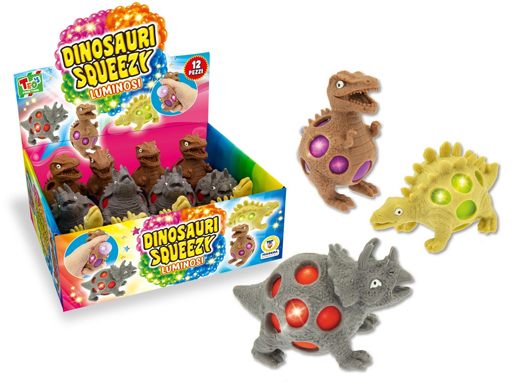 TEO'S - DINOSAURI SQUEEZY C/LUCE 3 MDL. ASST.