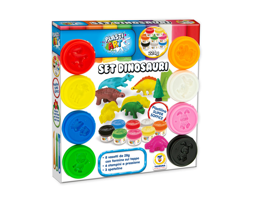 PLASTIART - SET DINOSAURI 8 VASETTI 28 GR