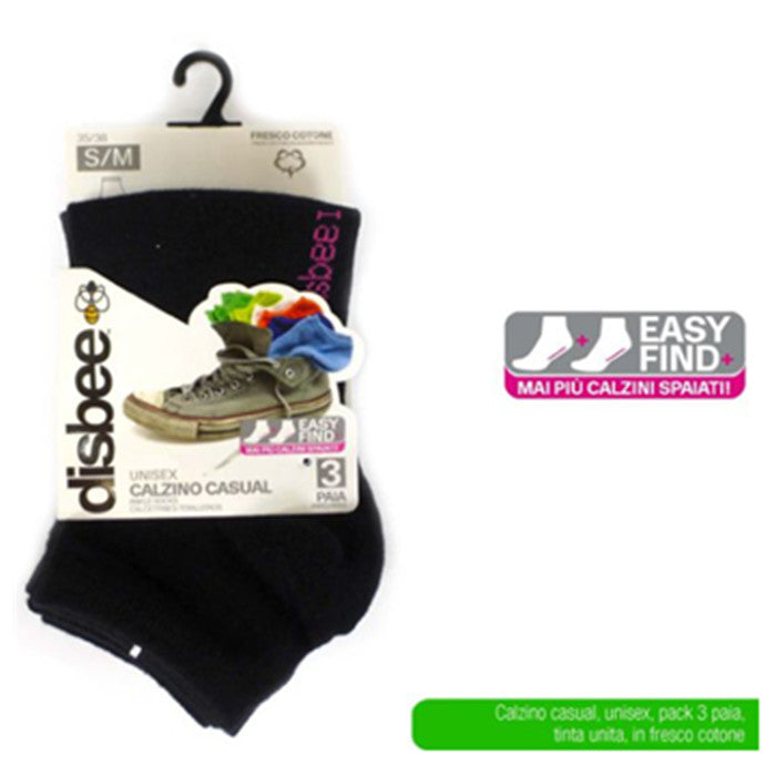 CALZINO CASUAL 3PZ NERO S/M