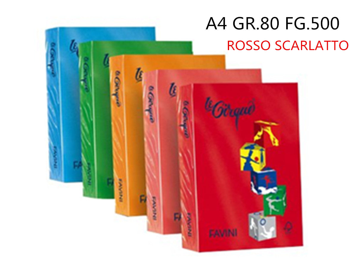 **RISMA A4 GR.80 FG.500 INTENSA ROSSO SCARLATTO